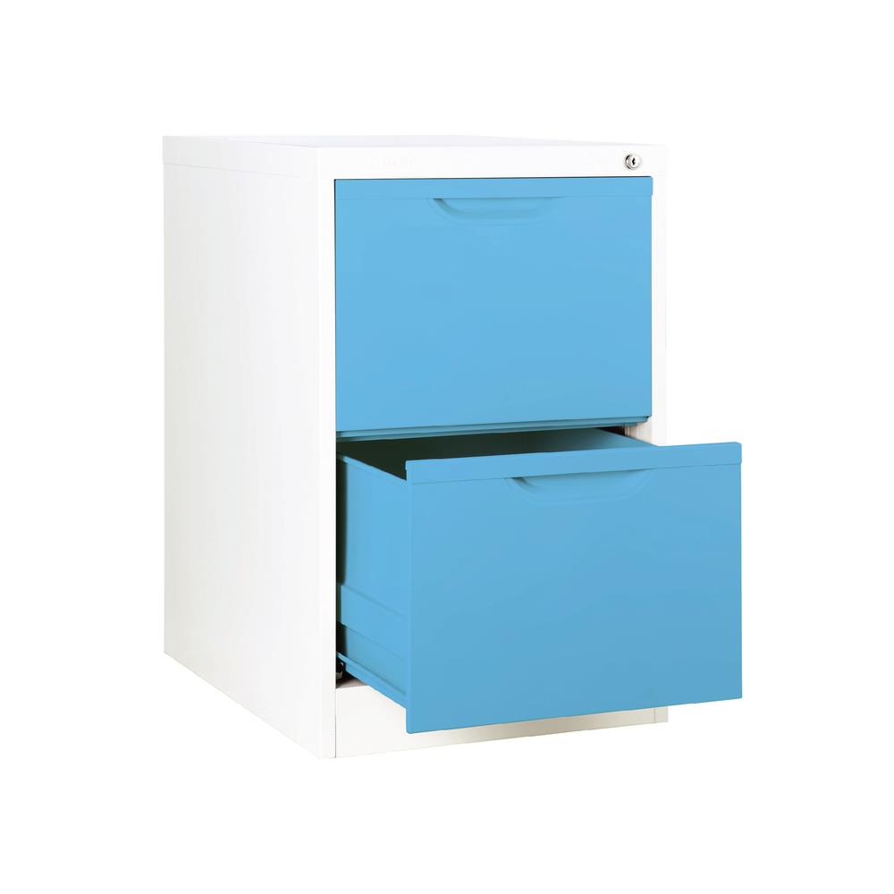 ตู้ลิ้นชักเหล็ก 2 ลิ้นชัก KIOSK HF-2 สีขาว/ฟ้า