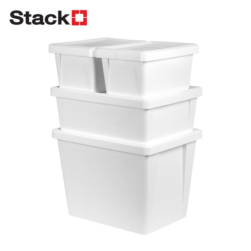ชุดกล่องเก็บของมีฝา STACKO AMATAS สีขาว (แพ็ก 4 ชิ้น)_0