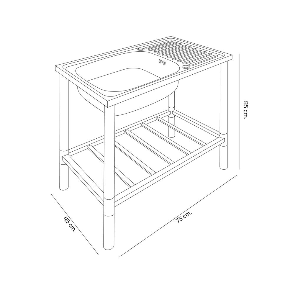 ซิงค์ขาตั้ง 1 หลุม 1 ที่พัก DYNA HOME DH-7545-TB สีเงิน