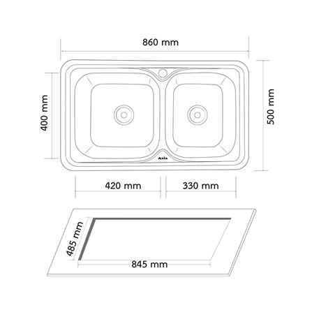 ซิงค์ฝัง 2 หลุม AXIA RIVIERA 8650 สีเงิน_4