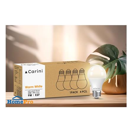 หลอด LED CARINI A60 ECOLIFE 9 วัตต์ WARM WHITE E27 แพ็ก 4 ชิ้น_3