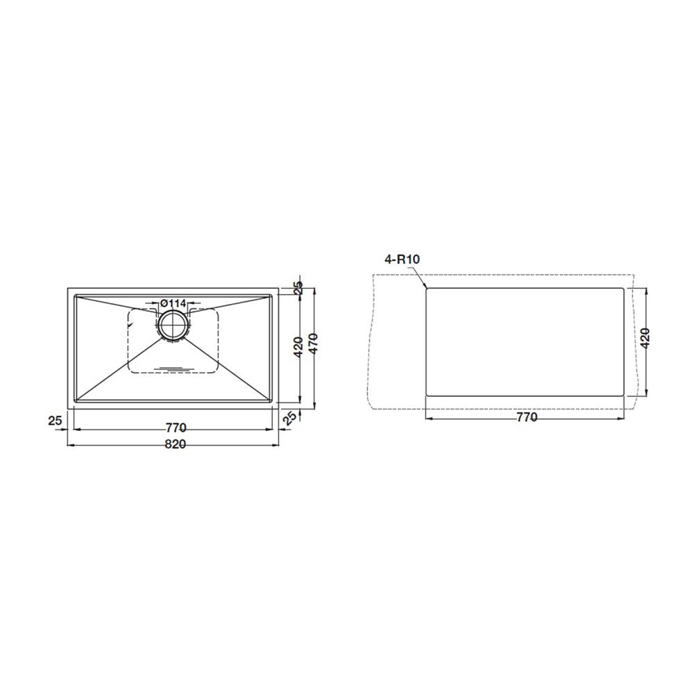 ซิงค์ฝังสแควร์ 1 หลุม HAFELE MARIA 495.39.616 สีเงิน