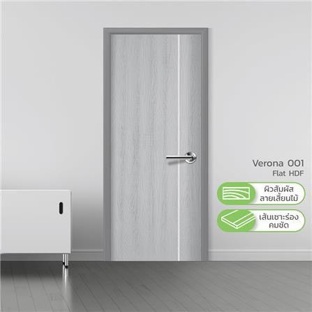 ประตูภายใน HDF METRO VERONA 001 70X200 ซม. สีรองพื้น เจาะลูกบิด_2