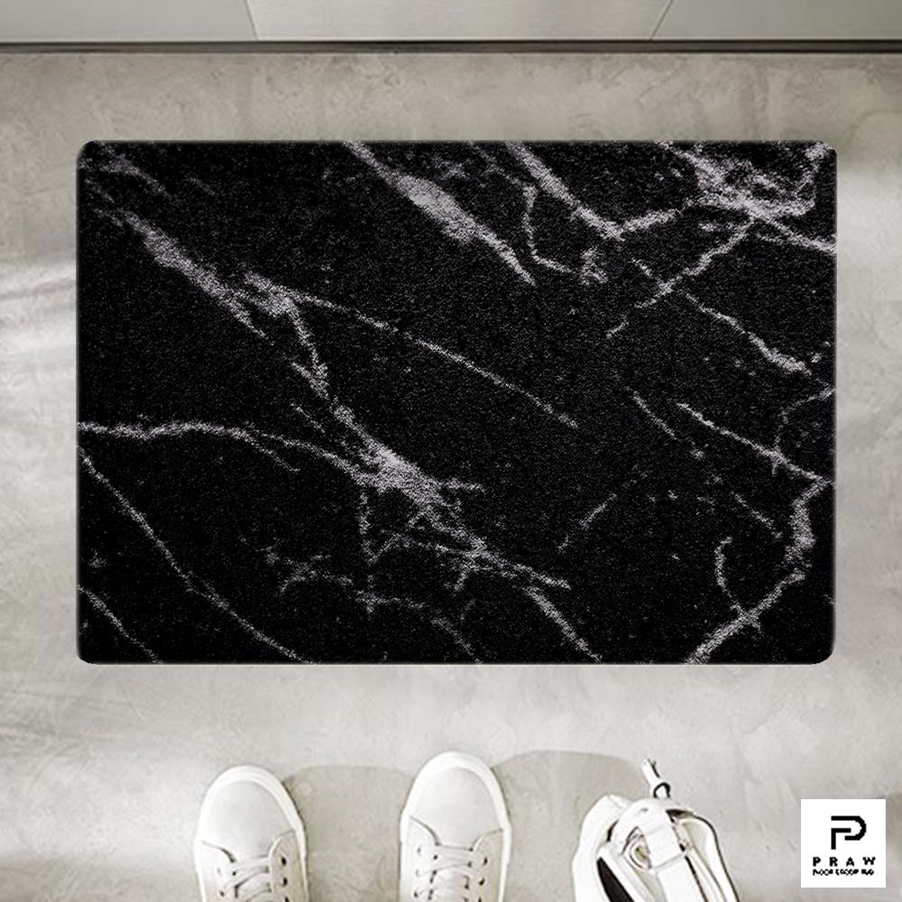 พรม PRAW DE MARBLE BLACK 50X75 ซม. สีดำ
