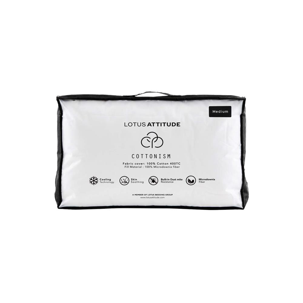 หมอนสุขภาพ ไมโครดาวน์เนีย LOTUS ATTITUDE CARE MEDIUM 20x30 นิ้ว สีขาว