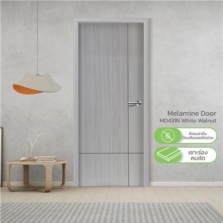 ประตูภายในเมลามีน METRO MD431N WHITE WALNUT เซาะร่อง 80X200 ซม. สีขาว ไม่เจาะลูกบิด_2