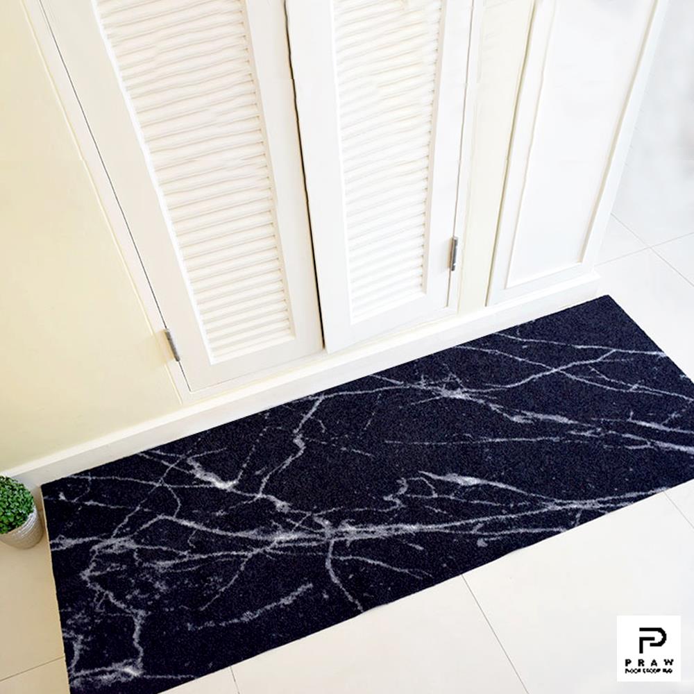 พรม PRAW DE MARBLE BLACK 70X190 ซม. สีดำ