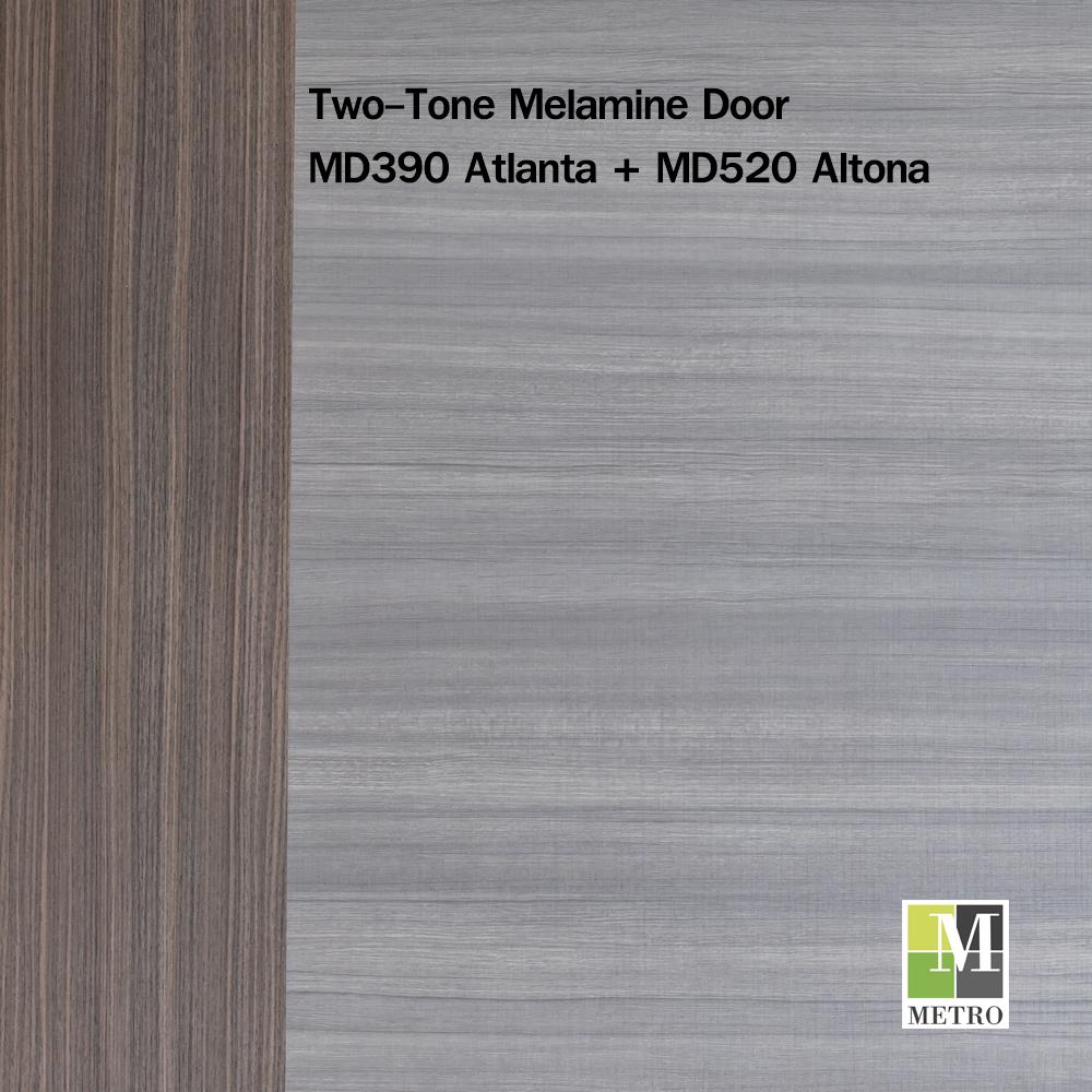 ประตูภายในเมลามีน METRO MD390 ATLANTA+MD520 ALTONA 80X200 ซม. สีเทา-โอ๊ค ไม่เจาะลูกบิด
