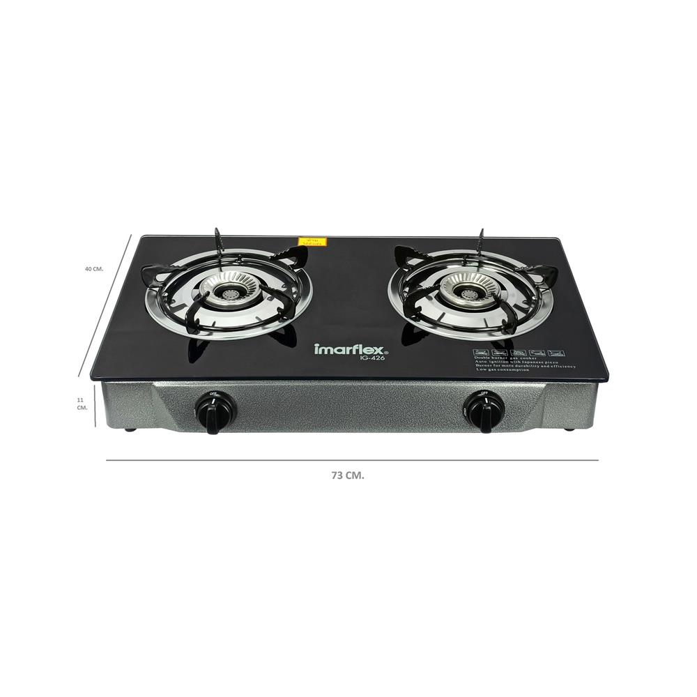 เตาแก๊สตั้งโต๊ะ 2 หัวแก๊ส IMARFLEX IG-426