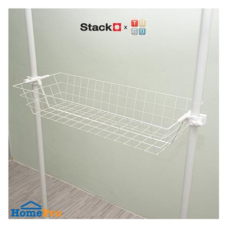 ตะกร้าทรงลึกพร้อมข้อต่อ STACKOxTUGU 85x30x15 ซม. สีขาว_2