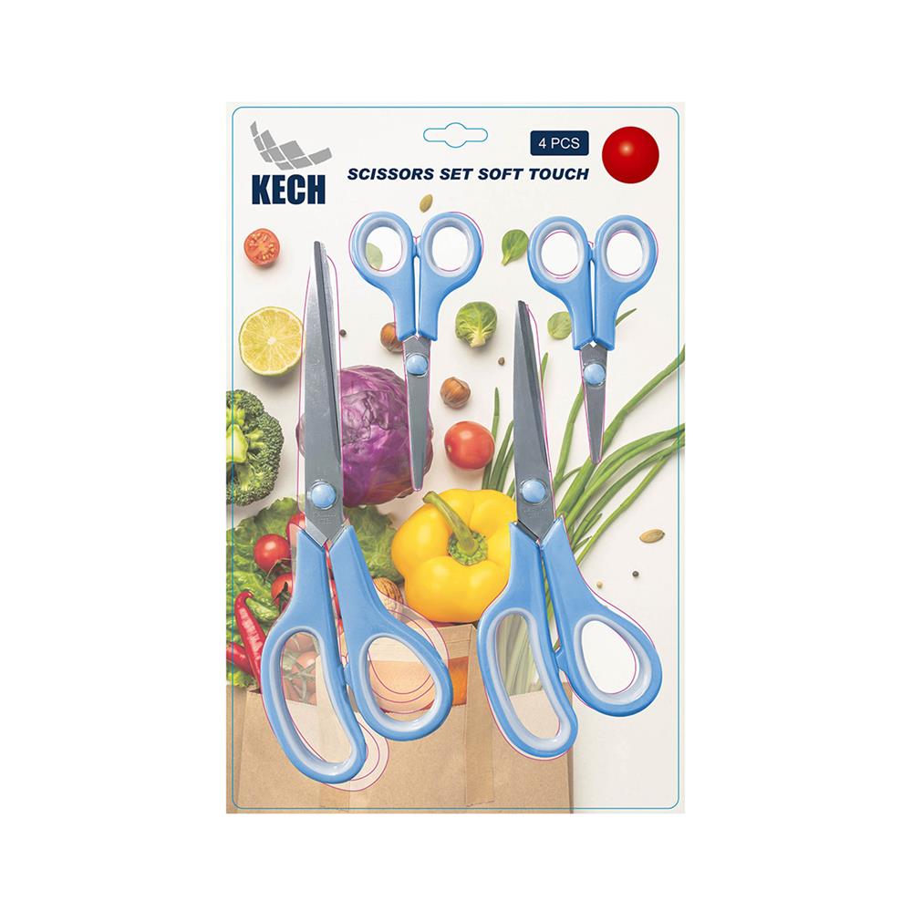 ชุดกรรไกรอเนกประสงค์ KECH สีฟ้า แพ็ก 4 ชิ้น