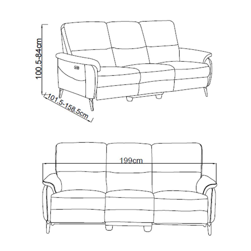 RECLINER 3 ที่นั่ง BENETTA VENICE สีเทา