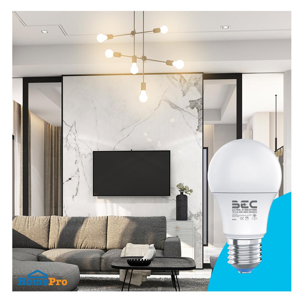 หลอด LED BEC ULTRA-X 9 วัตต์ WARM WHITE E27