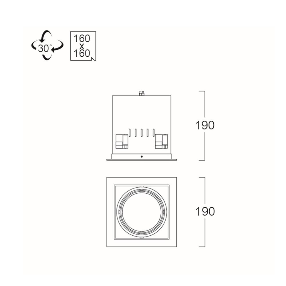 ดาวน์ไลท์ LUMAX 24-05141 7.4 นิ้ว สีดำ เหลี่ยม