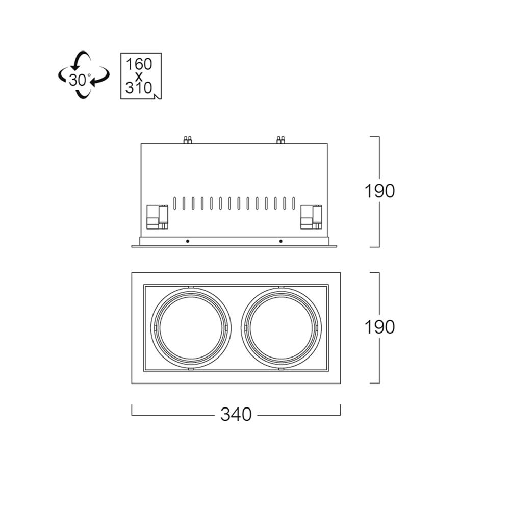 ดาวน์ไลท์ LUMAX 24-05142 13.3 นิ้ว สีดำ เหลี่ยม