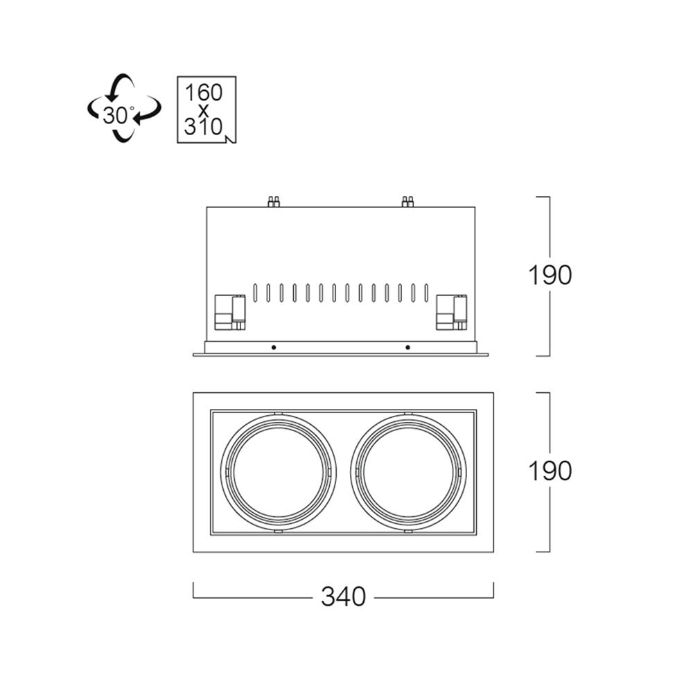 ดาวน์ไลท์ LUMAX 24-05140 13.3 นิ้ว สี่ขาว เหลี่ยม