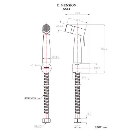 สายฉีดชำระครบชุด HANG SS SS-14 สีเงิน_3