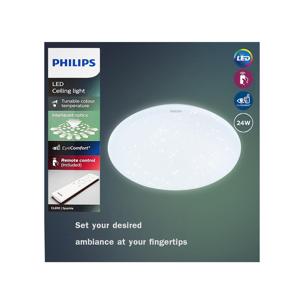 ไฟเพดาน LED PHILIPS CL610 SPARKLE 15 นิ้ว 24 วัตต์ DAYLIGHT/COOL WHITE/WARM WHITE สีขาว