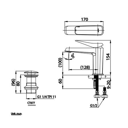 ก๊อกอ่างล้างหน้าผสม COTTO CT2301A สีโครม_2