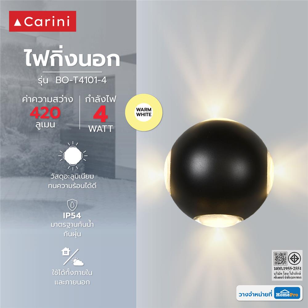 ไฟกิ่งภายนอก LED CARINI BO-T4101-4 4 วัตต์ WARM WHITE สีดำ