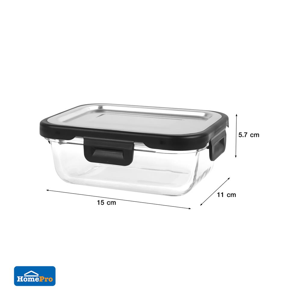 กล่องอาหารแก้ว KECH VENICE SS 0.4 ลิตร สีใส