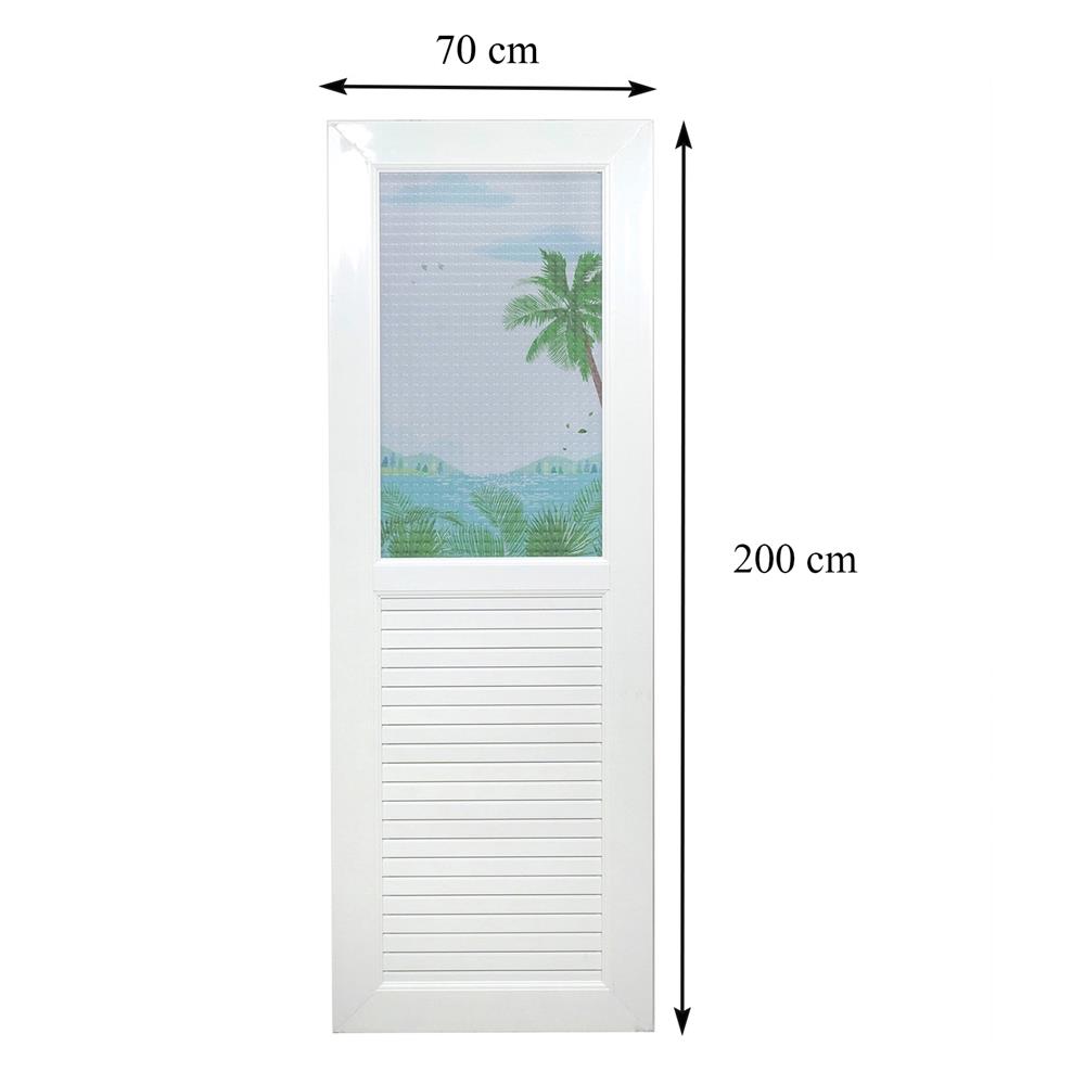ประตูห้องน้ำ UPVC AZLE SEA 70X200 ซม. สีขาว พร้อมวงกบ ไม่เจาะลูกบิด