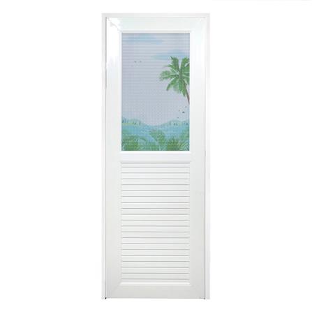ประตูห้องน้ำ UPVC AZLE SEA 70X200 ซม. สีขาว พร้อมวงกบ ไม่เจาะลูกบิด