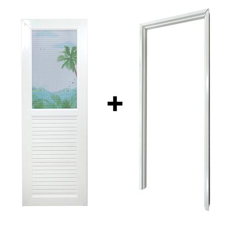 ประตูห้องน้ำ UPVC AZLE SEA 70X200 ซม. สีขาว พร้อมวงกบ ไม่เจาะลูกบิด_4