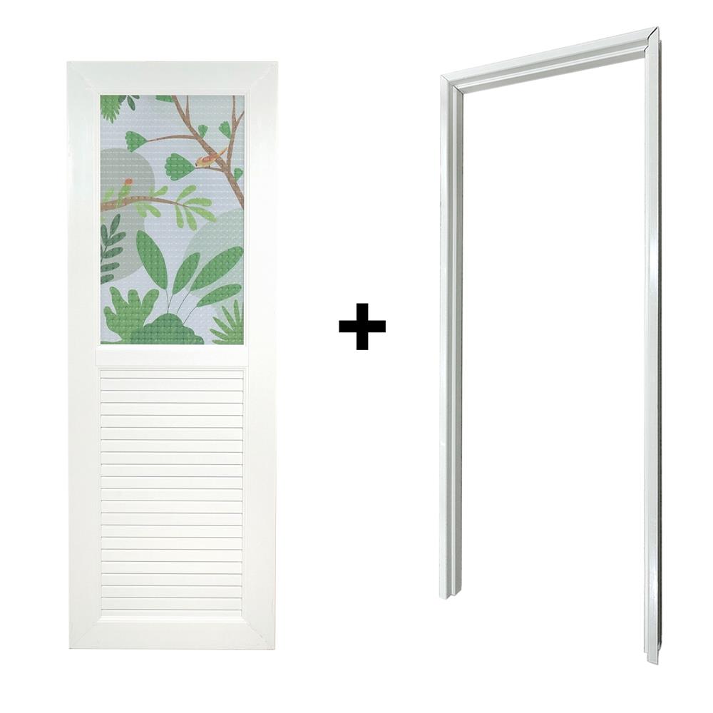 ประตูห้องน้ำ UPVC AZLE TROPICAL 70X200 ซม. สีขาว พร้อมวงกบ ไม่เจาะลูกบิด