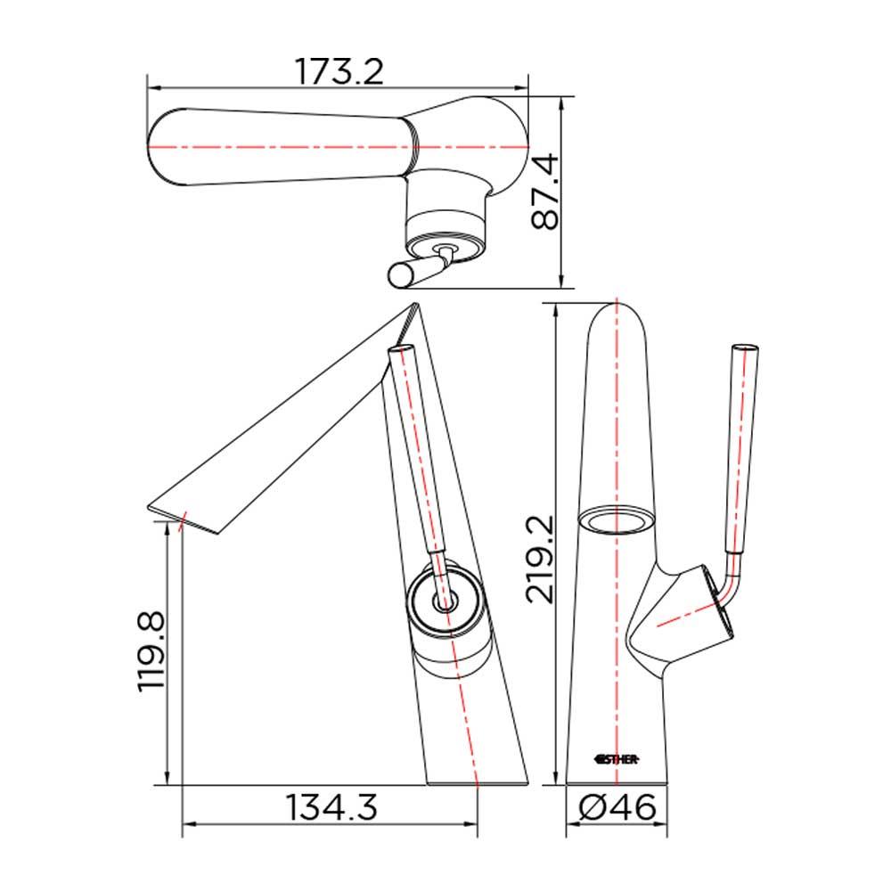 ก๊อกอ่างล้างหน้าผสม ESTHER EF-04-622-50 สีโครม