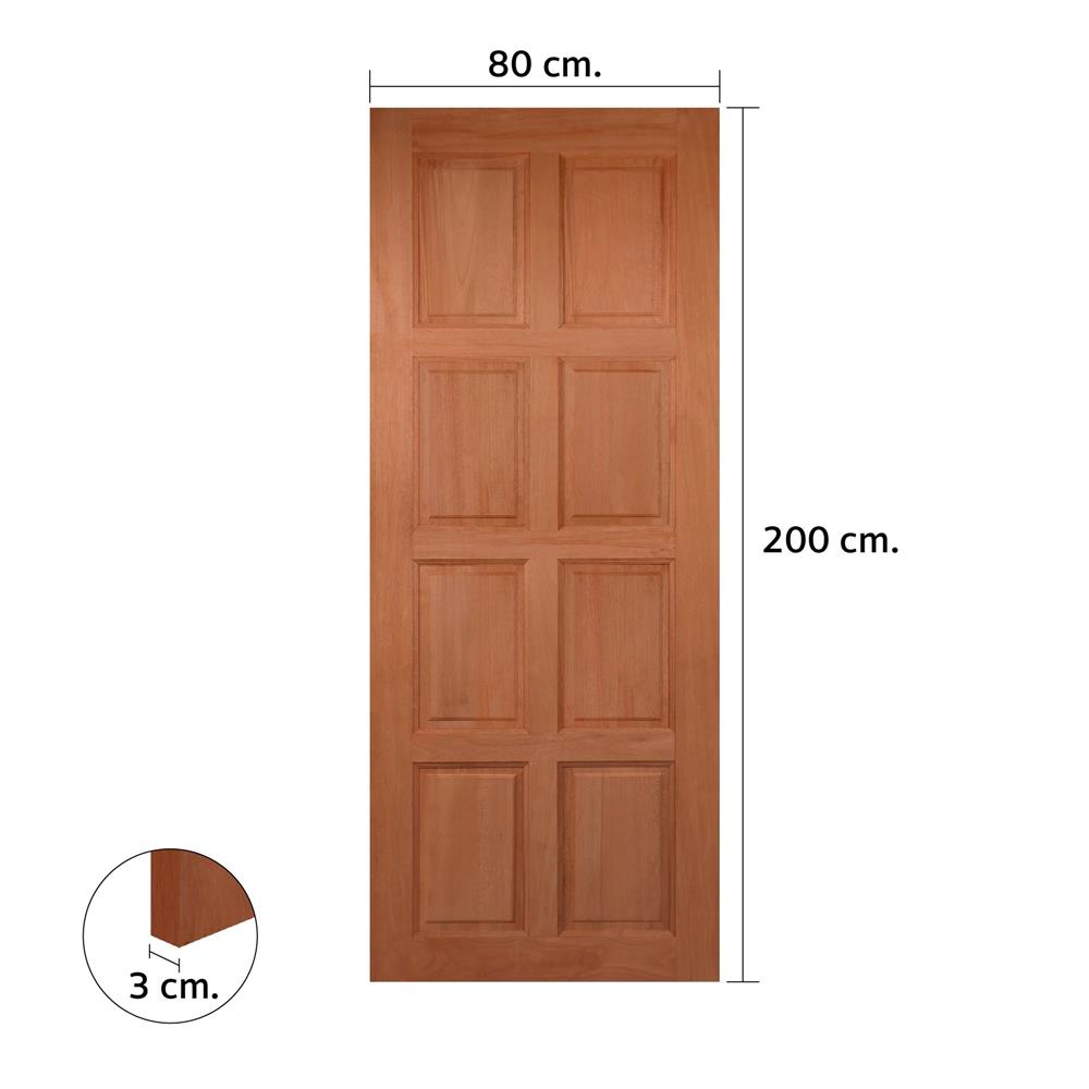 ประตูไม้เบญจพรรณ 8 ฟัก ไม่เจาะลูกบิด VK VK281 80x200 ซม. สีธรรมชาติ