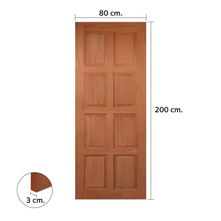 ประตูไม้เบญจพรรณ 8 ฟัก ไม่เจาะลูกบิด VK VK281 80x200 ซม. สีธรรมชาติ_3