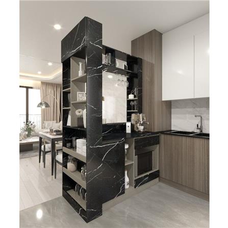 เคาน์เตอร์บาร์ชั้นวางฝั่งขวา SB FURNITURE LANA 19210609 140 ซม. ลายหินอ่อนดำ_1