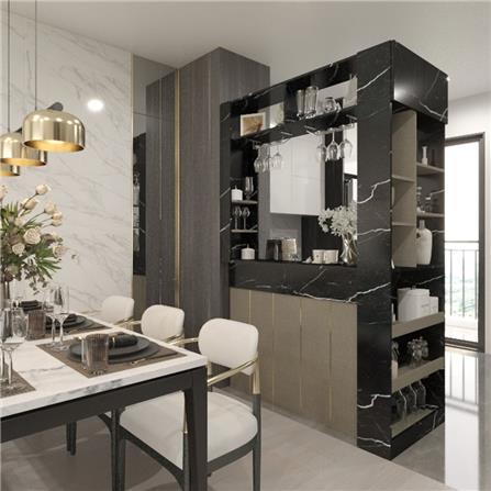 เคาน์เตอร์บาร์ชั้นวางฝั่งขวา SB FURNITURE LANA 19210609 140 ซม. ลายหินอ่อนดำ_2