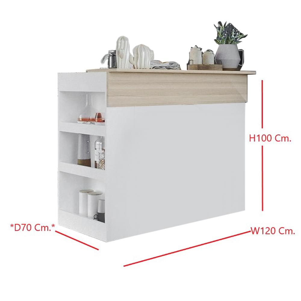 เคาน์เตอร์บาร์ชั้นวางฝั่งซ้าย SB FURNITURE SENDO 19210227 120 ซม. สีขาว
