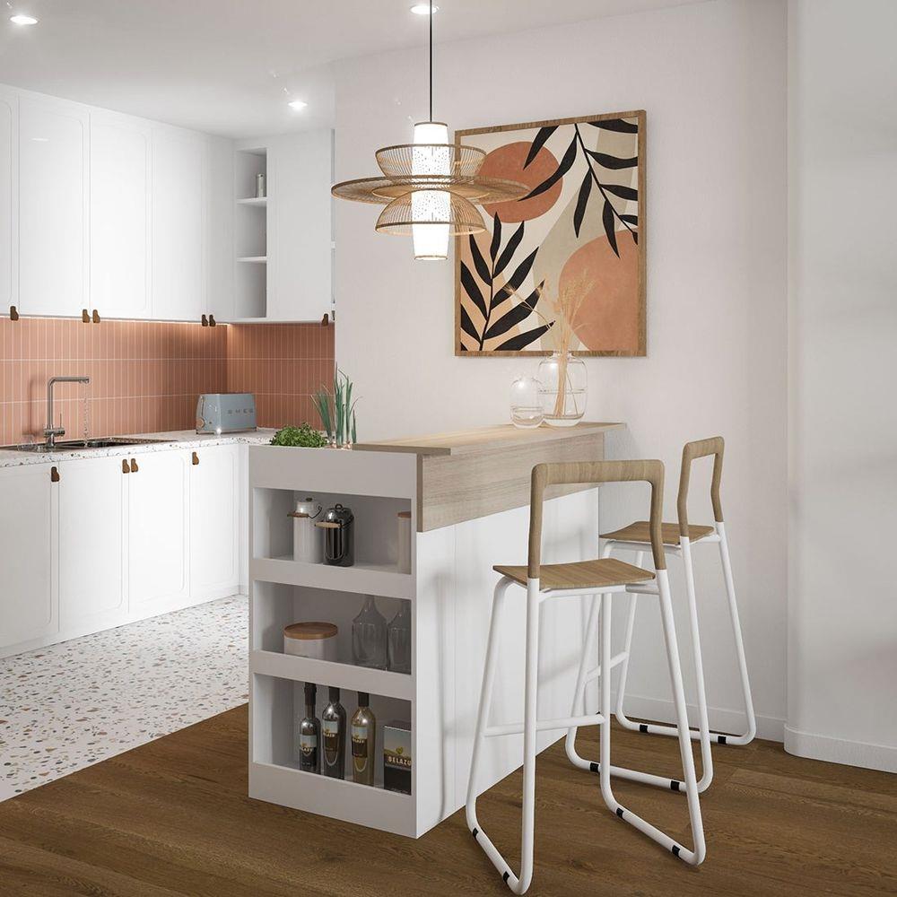 เคาน์เตอร์บาร์ชั้นวางฝั่งซ้าย SB FURNITURE SENDO 19210227 120 ซม. สีขาว