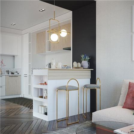 เคาน์เตอร์บาร์ชั้นวางฝั่งซ้าย SB FURNITURE SENDO 19210227 120 ซม. สีขาว_2