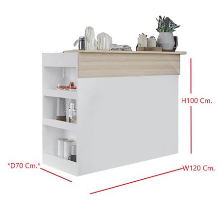 เคาน์เตอร์บาร์ชั้นวางฝั่งซ้าย SB FURNITURE SENDO 19210227 120 ซม. สีขาว_6