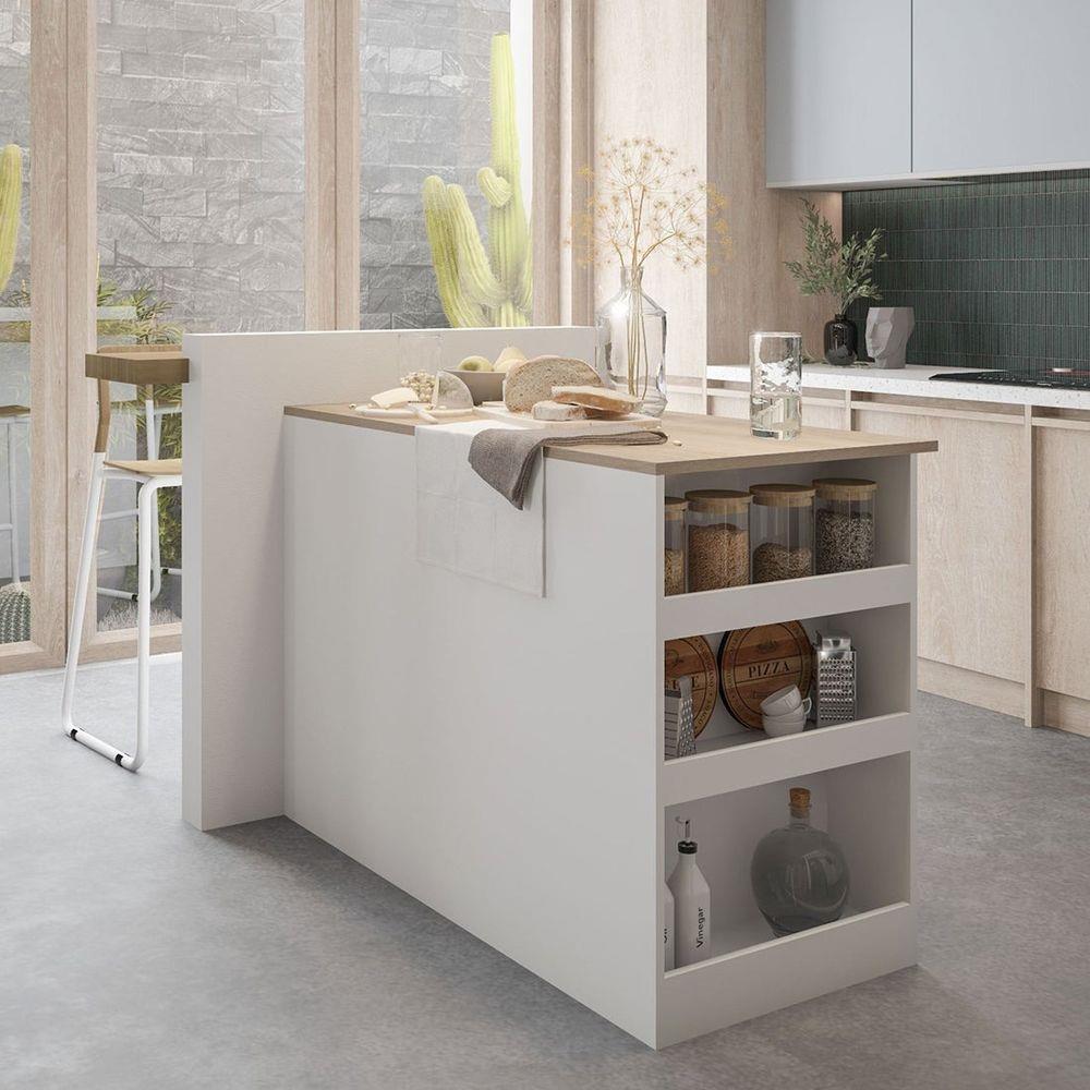 เคาน์เตอร์บาร์ชั้นวางฝั่งขวา SB FURNITURE SENDO 19210226 120 ซม. สีขาว