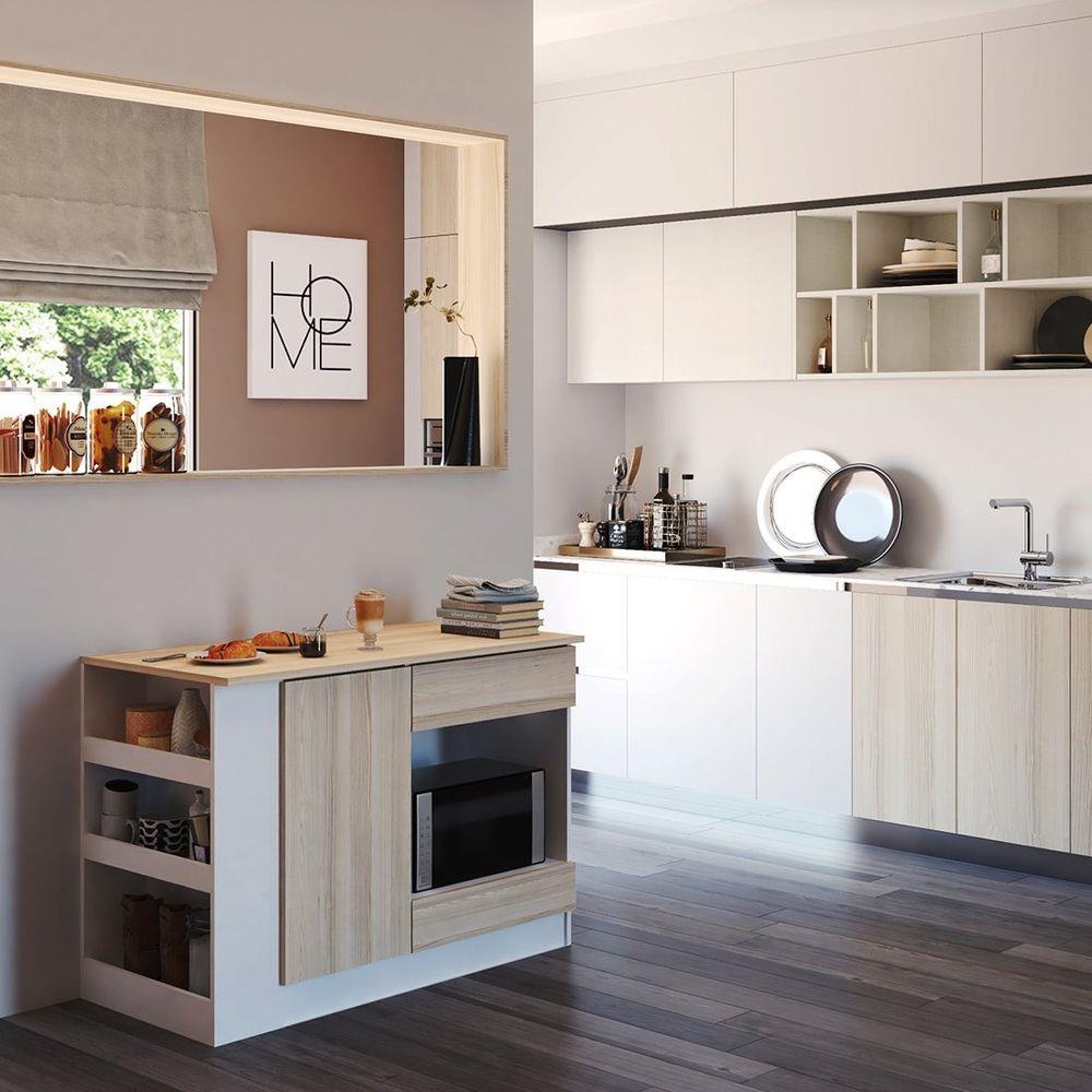 เคาน์เตอร์บาร์ชั้นวางฝั่งขวา SB FURNITURE SENDO 19210226 120 ซม. สีขาว