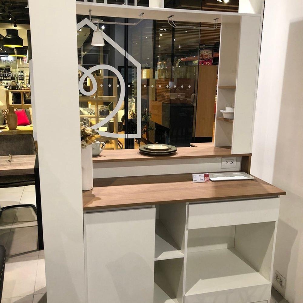 เคาน์เตอร์บาร์ชั้นวางฝั่งขวา SB FURNITURE SATOMI 19210736 140 ซม. สีขาว