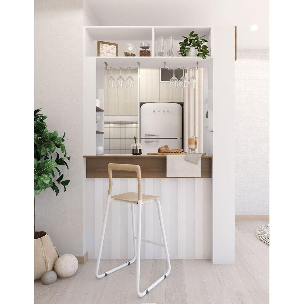 เคาน์เตอร์บาร์ชั้นวางฝั่งขวา SB FURNITURE SATOMI 19210736 140 ซม. สีขาว