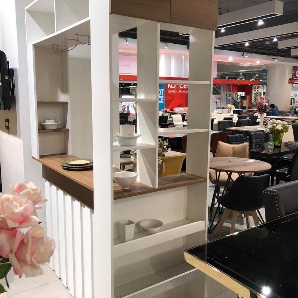 เคาน์เตอร์บาร์ชั้นวางฝั่งขวา SB FURNITURE SATOMI 19210736 140 ซม. สีขาว