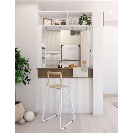 เคาน์เตอร์บาร์ชั้นวางฝั่งขวา SB FURNITURE SATOMI 19210736 140 ซม. สีขาว_8