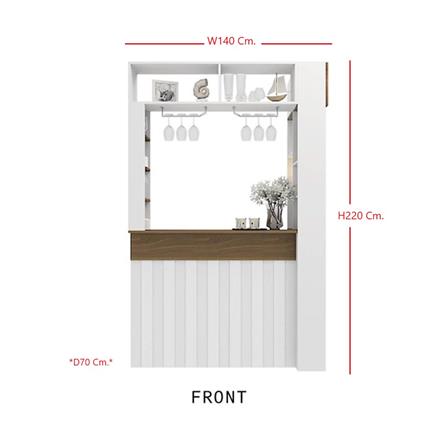 เคาน์เตอร์บาร์ชั้นวางฝั่งขวา SB FURNITURE SATOMI 19210736 140 ซม. สีขาว_10