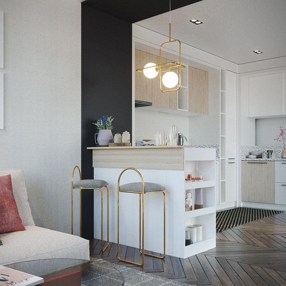 เคาน์เตอร์บาร์ชั้นวางฝั่งขวา SB FURNITURE SENDO 19210228 120 ซม. สีขาว