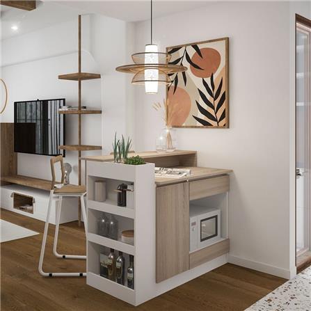 เคาน์เตอร์บาร์ชั้นวางฝั่งขวา SB FURNITURE SENDO 19210228 120 ซม. สีขาว_3