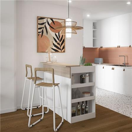 เคาน์เตอร์บาร์ชั้นวางฝั่งขวา SB FURNITURE SENDO 19210228 120 ซม. สีขาว_4