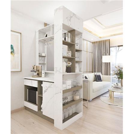 เคาน์เตอร์บาร์ชั้นวางฝั่งซ้าย SB FURNITURE LANA 19210600 140 ซม. ลายหินอ่อนขาว_1