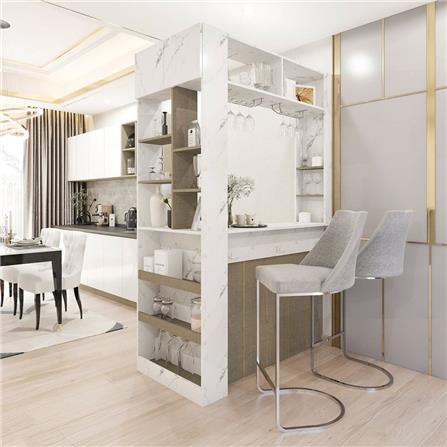 เคาน์เตอร์บาร์ชั้นวางฝั่งซ้าย SB FURNITURE LANA 19210600 140 ซม. ลายหินอ่อนขาว_2